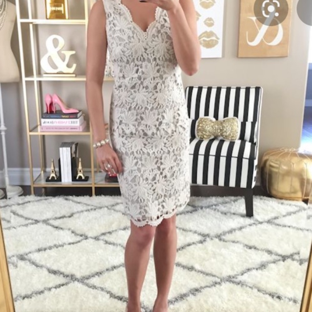 Ann Taylor Loft White Floral Lace Dress